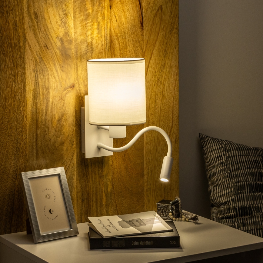 Brilagi - LED Fleksibilna zidna lampa NUBILA 1xE27/25W/230V + LED/3W bijela