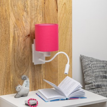 Brilagi - LED Fleksibilna zidna lampa NUBILA 1xE27/25W/230V + LED/3W bijela/ružičasta
