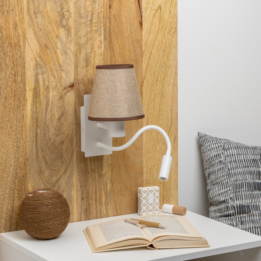 Brilagi - LED Fleksibilna zidna lampa NUBILA 1xE27/25W/230V + LED/3W bijela/smeđa