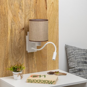 Brilagi - LED Fleksibilna zidna lampa NUBILA 1xE27/25W/230V + LED/3W bijela/smeđa