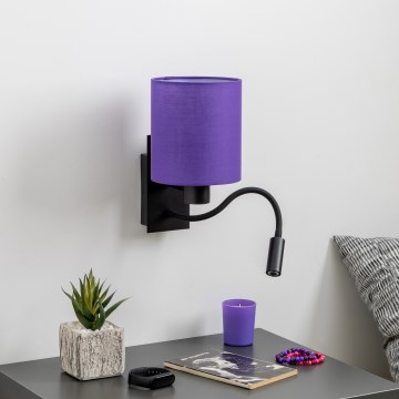 Brilagi - LED Fleksibilna zidna lampa NUBILA 1xE27/25W/230V + LED/3W crna/ljubičasta