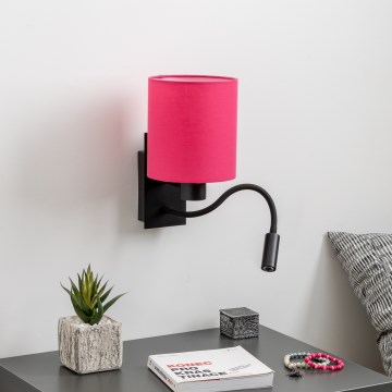 Brilagi - LED Fleksibilna zidna lampa NUBILA 1xE27/25W/230V + LED/3W crna/ružičasta