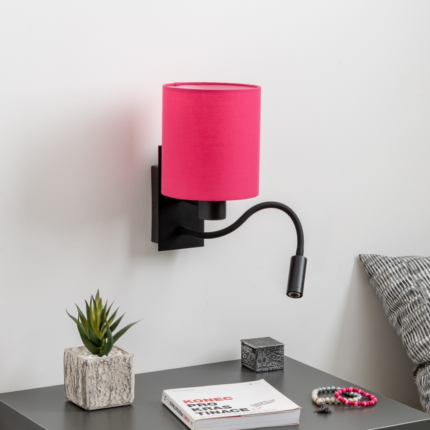 Brilagi - LED Fleksibilna zidna lampa NUBILA 1xE27/25W/230V + LED/3W crna/ružičasta