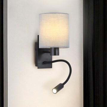 Brilagi - LED Fleksibilna zidna lampa NUBILA 1xE27/25W/230V + LED/3W crna/siva