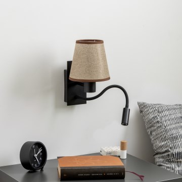 Brilagi - LED Fleksibilna zidna lampa NUBILA 1xE27/25W/230V + LED/3W crna/smeđa