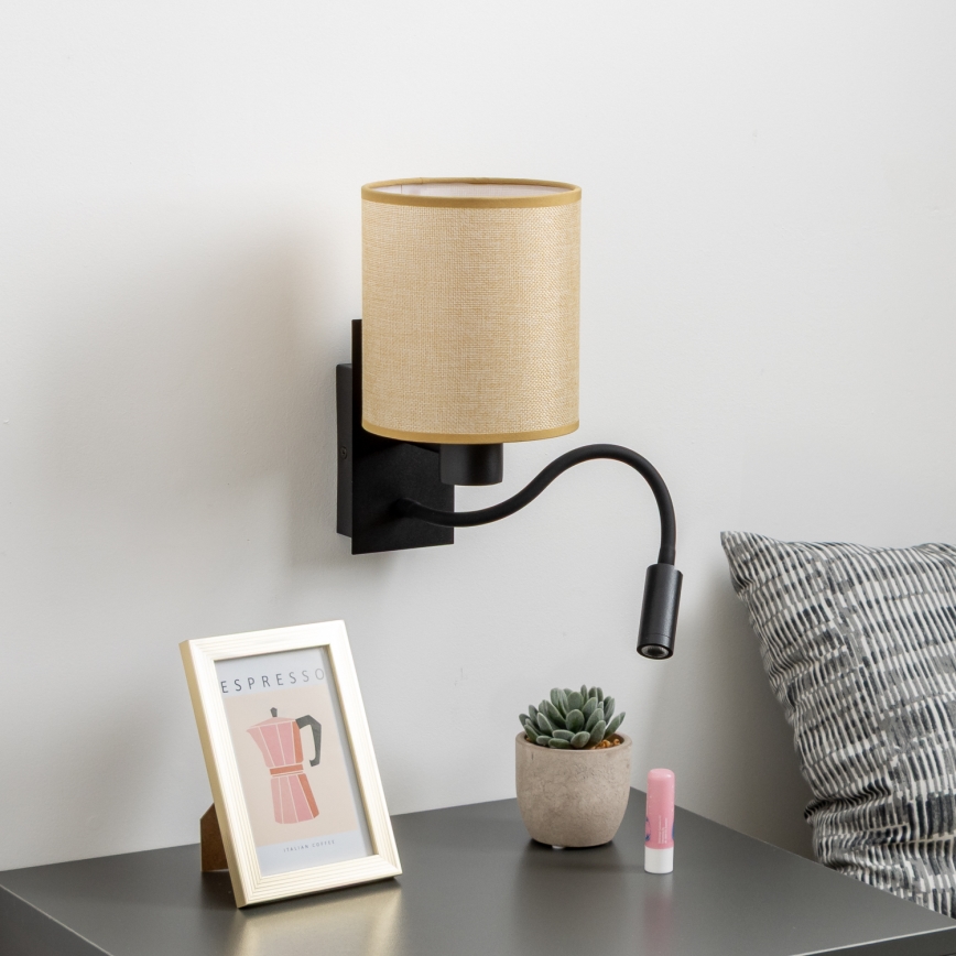 Brilagi - LED fleksibilna zidna lampa NUBILA 1xE27/25W/230V + LED/3W crna/svijetlo smeđa