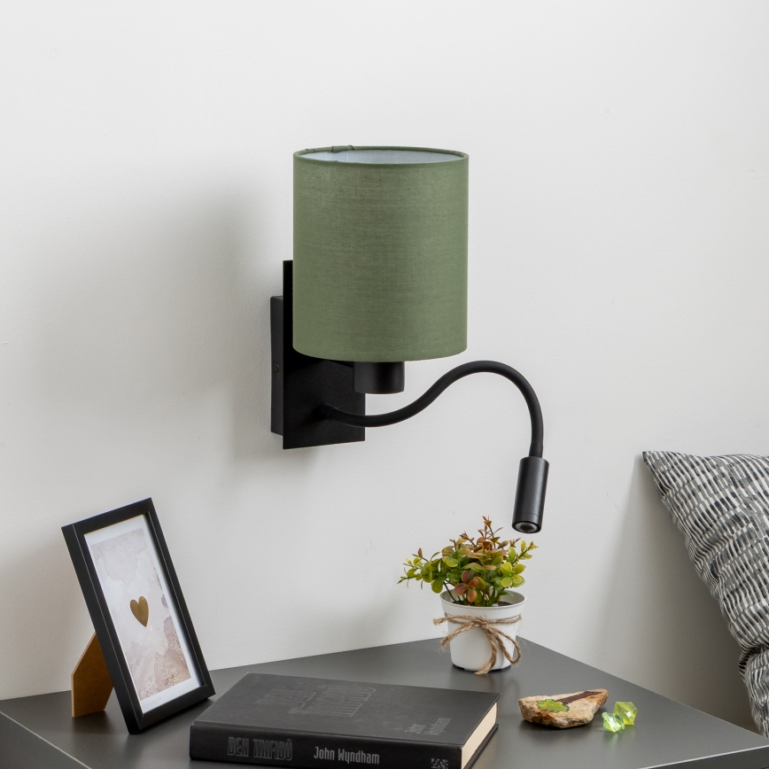 Brilagi - LED fleksibilna zidna lampa NUBILA 1xE27/25W/230V + LED/3W crna/zeleno