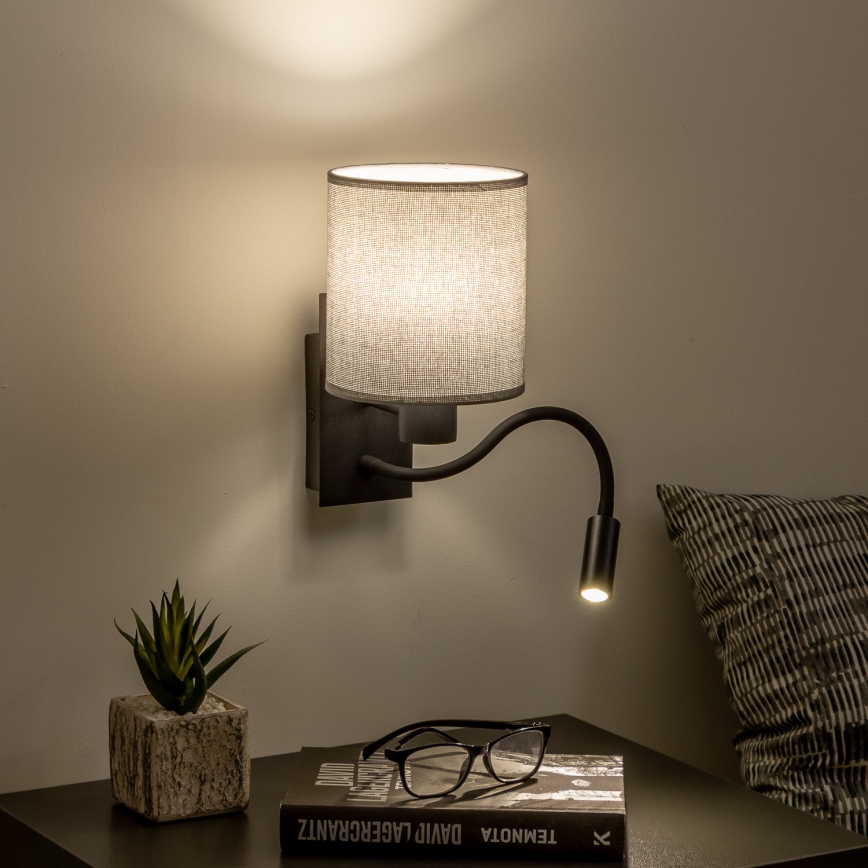 Brilagi - LED fleksibilna zidna lampa NUBILA 1xE27/25W/230V + LED/3W crna/siva