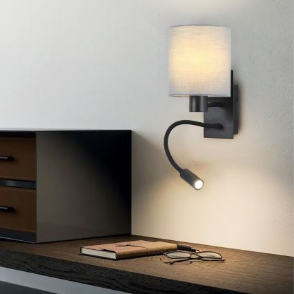 Brilagi - LED fleksibilna zidna lampa NUBILA 1xE27/25W/230V + LED/3W crna/siva