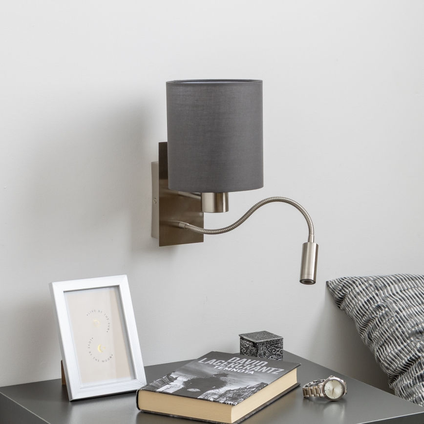 Brilagi - LED Fleksibilna zidna lampa NUBILA 1xE27/25W/230V + LED/3W mat krom/antracit