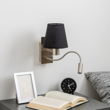 Brilagi - LED Fleksibilna zidna lampa NUBILA 1xE27/25W/230V + LED/3W mat krom/crna