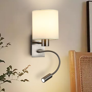 Brilagi - LED Fleksibilna zidna lampa NUBILA 1xE27/25W/230V + LED/3W mat krom/krem