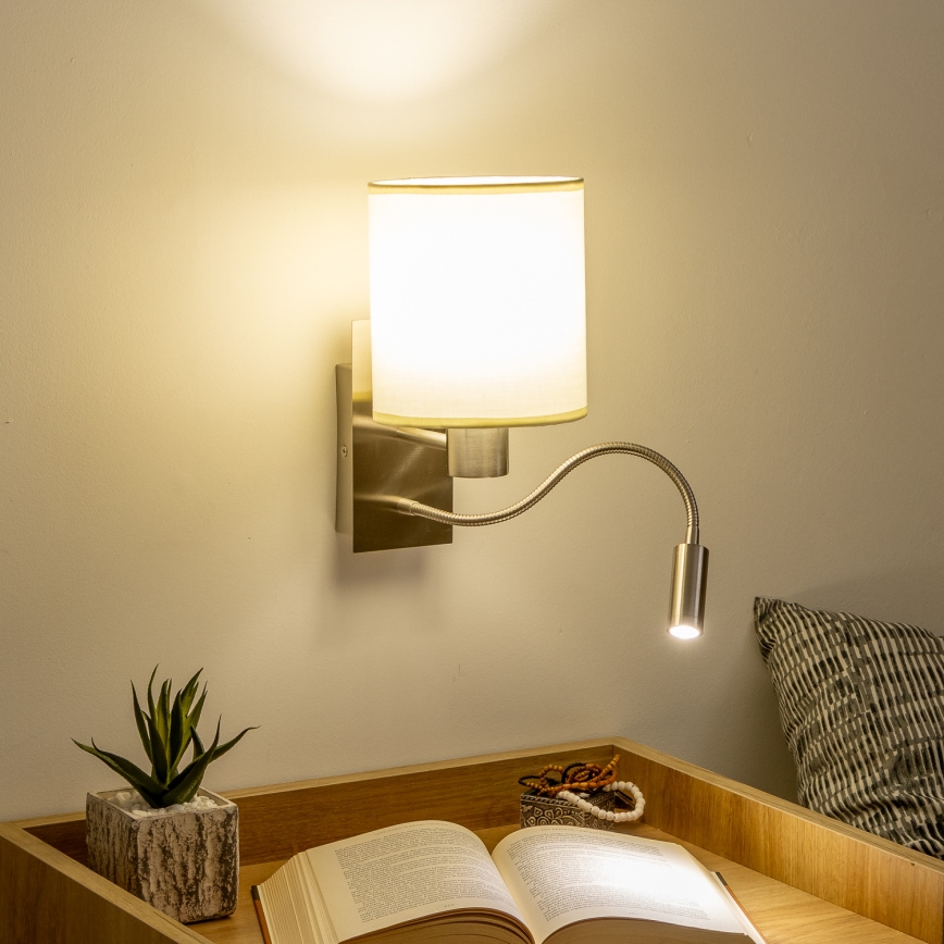 Brilagi - LED Fleksibilna zidna lampa NUBILA 1xE27/25W/230V + LED/3W mat krom/krem