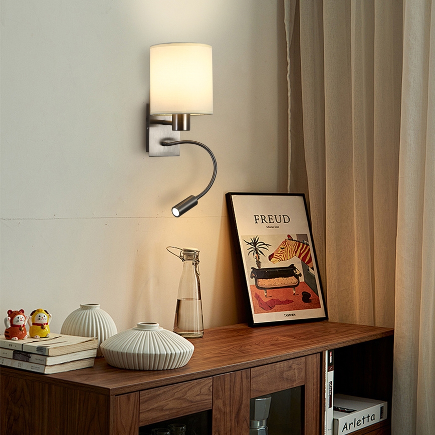 Brilagi - LED Fleksibilna zidna lampa NUBILA 1xE27/25W/230V + LED/3W mat krom/krem
