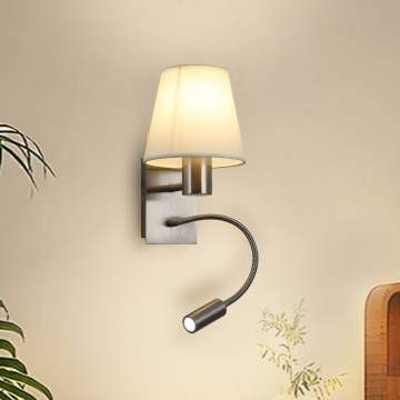 Brilagi - LED Fleksibilna zidna lampa NUBILA 1xE27/25W/230V + LED/3W mat krom/krem