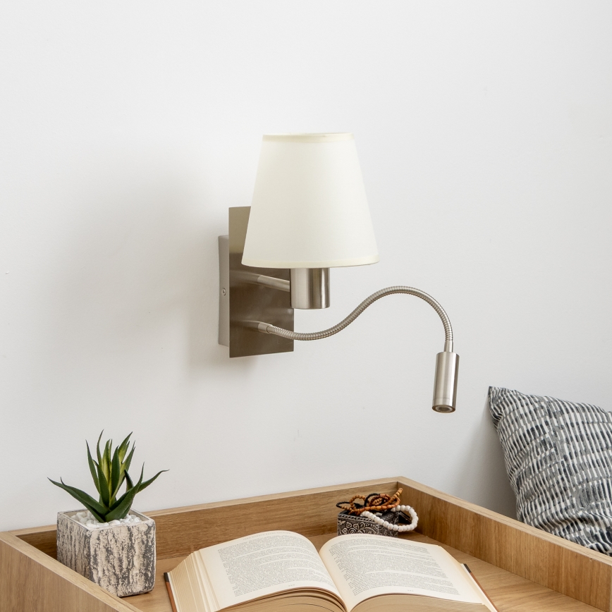 Brilagi - LED Fleksibilna zidna lampa NUBILA 1xE27/25W/230V + LED/3W mat krom/krem