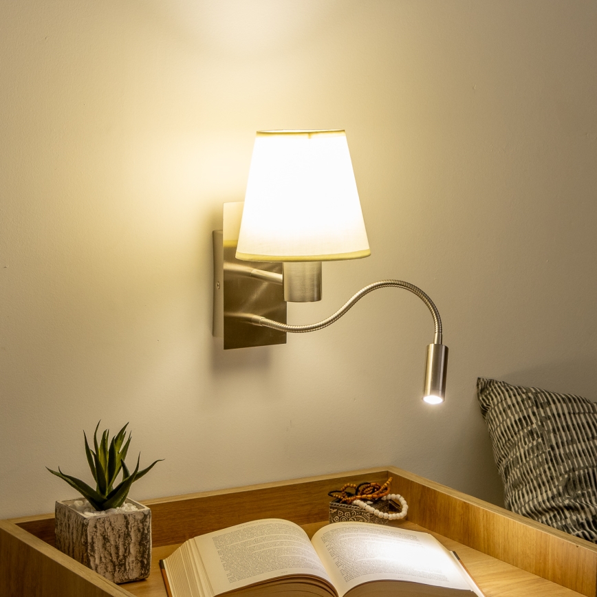 Brilagi - LED Fleksibilna zidna lampa NUBILA 1xE27/25W/230V + LED/3W mat krom/krem