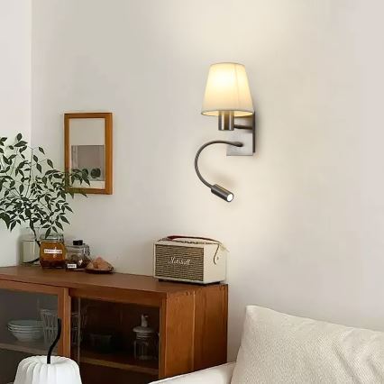 Brilagi - LED Fleksibilna zidna lampa NUBILA 1xE27/25W/230V + LED/3W mat krom/krem