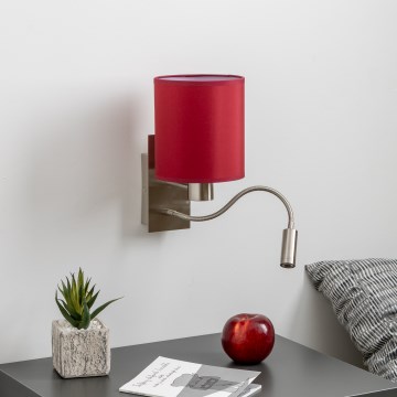 Brilagi - LED Fleksibilna zidna lampa NUBILA 1xE27/25W/230V + LED/3W mat krom/pompejska crvena