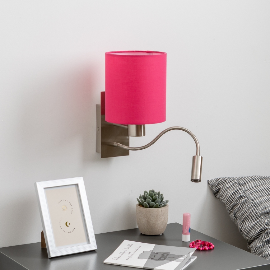 Brilagi - LED Fleksibilna zidna lampa NUBILA 1xE27/25W/230V + LED/3W mat krom/ružičasta