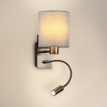 Brilagi - LED Fleksibilna zidna lampa NUBILA 1xE27/25W/230V + LED/3W mat krom/siva
