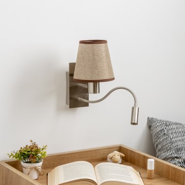 Brilagi - LED Fleksibilna zidna lampa NUBILA 1xE27/25W/230V + LED/3W mat krom/smeđa
