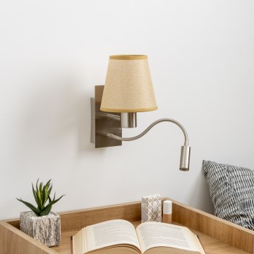Brilagi - LED Fleksibilna zidna lampa NUBILA 1xE27/25W/230V + LED/3W mat krom/svjetlosmeđa