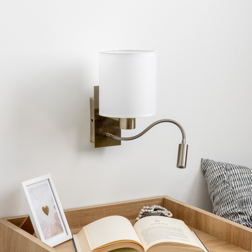 Brilagi - LED Fleksibilna zidna lampa NUBILA 1xE27/25W/230V + LED/3W mesing/bijela