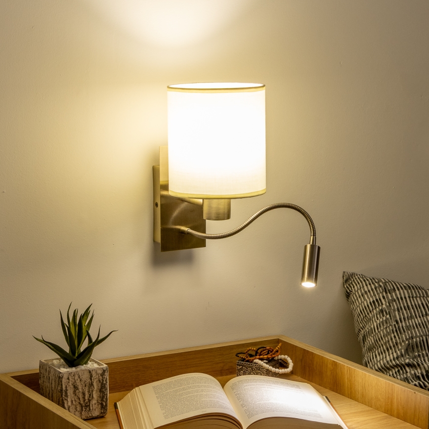 Brilagi - LED Fleksibilna zidna lampa NUBILA 1xE27/25W/230V + LED/3W mesing/krem
