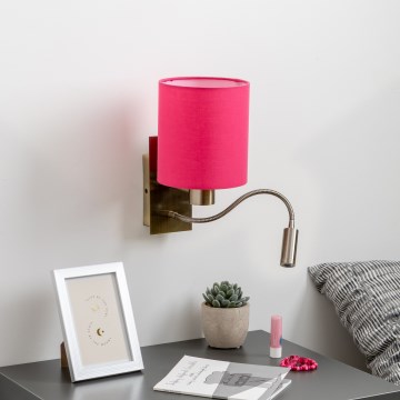 Brilagi - LED Fleksibilna zidna lampa NUBILA 1xE27/25W/230V + LED/3W mesing/ružičasta
