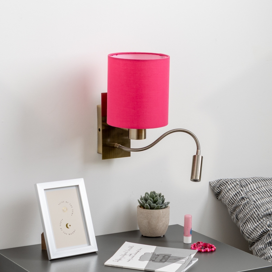 Brilagi - LED Fleksibilna zidna lampa NUBILA 1xE27/25W/230V + LED/3W mesing/ružičasta