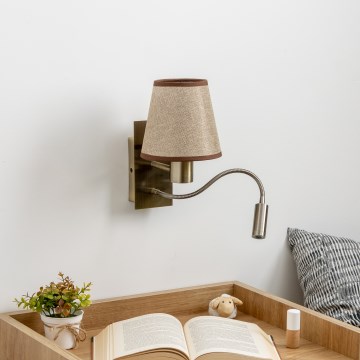 Brilagi - LED Fleksibilna zidna lampa NUBILA 1xE27/25W/230V + LED/3W mesing/smeđa