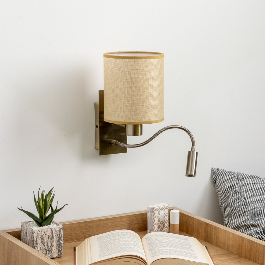 Brilagi - LED fleksibilna zidna lampa NUBILA 1xE27/25W/230V + LED/3W mesing/svijetlo smeđa