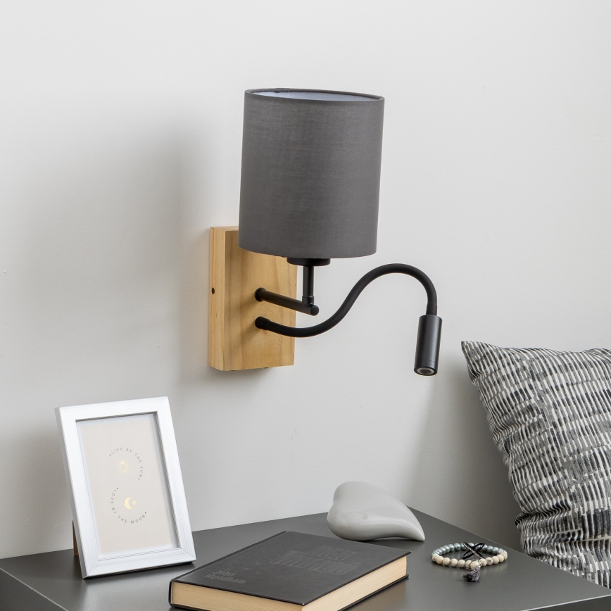Brilagi - LED Fleksibilna zidna lampa NUBILA WOOD 1xE27/25W/230V + LED/3W hrast/antracit