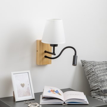 Brilagi - LED Fleksibilna zidna lampa NUBILA WOOD 1xE27/25W/230V + LED/3W hrast/bijela