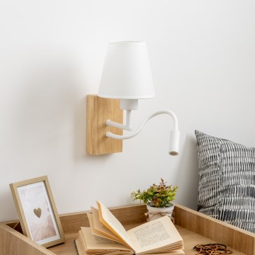 Brilagi - LED Fleksibilna zidna lampa NUBILA WOOD 1xE27/25W/230V + LED/3W hrast/bijela