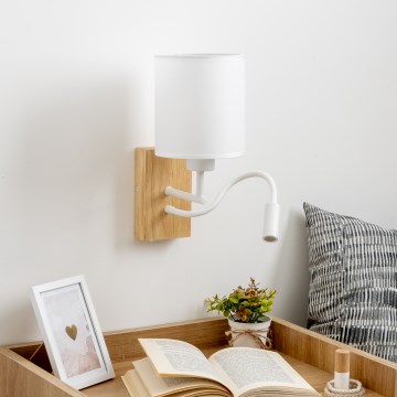 Brilagi - LED Fleksibilna zidna lampa NUBILA WOOD 1xE27/25W/230V + LED/3W hrast/bijela