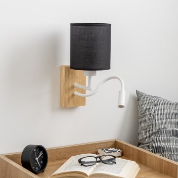 Brilagi - LED Fleksibilna zidna lampa NUBILA WOOD 1xE27/25W/230V + LED/3W hrast/crna
