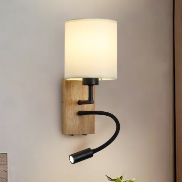 Brilagi - LED Fleksibilna zidna lampa NUBILA WOOD 1xE27/25W/230V + LED/3W hrast/crna/krem