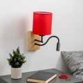 Brilagi - LED Fleksibilna zidna lampa NUBILA WOOD 1xE27/25W/230V + LED/3W hrast/crvena
