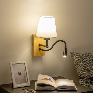 Brilagi - LED Fleksibilna zidna lampa NUBILA WOOD 1xE27/25W/230V + LED/3W hrast/krem