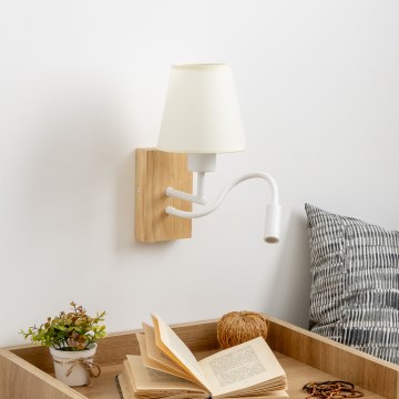 Brilagi - LED Fleksibilna zidna lampa NUBILA WOOD 1xE27/25W/230V + LED/3W hrast/krem