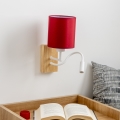 Brilagi - LED Fleksibilna zidna lampa NUBILA WOOD 1xE27/25W/230V + LED/3W hrast/pompejska crvena