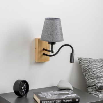 Brilagi - LED Fleksibilna zidna lampa NUBILA WOOD 1xE27/25W/230V + LED/3W hrast/siva
