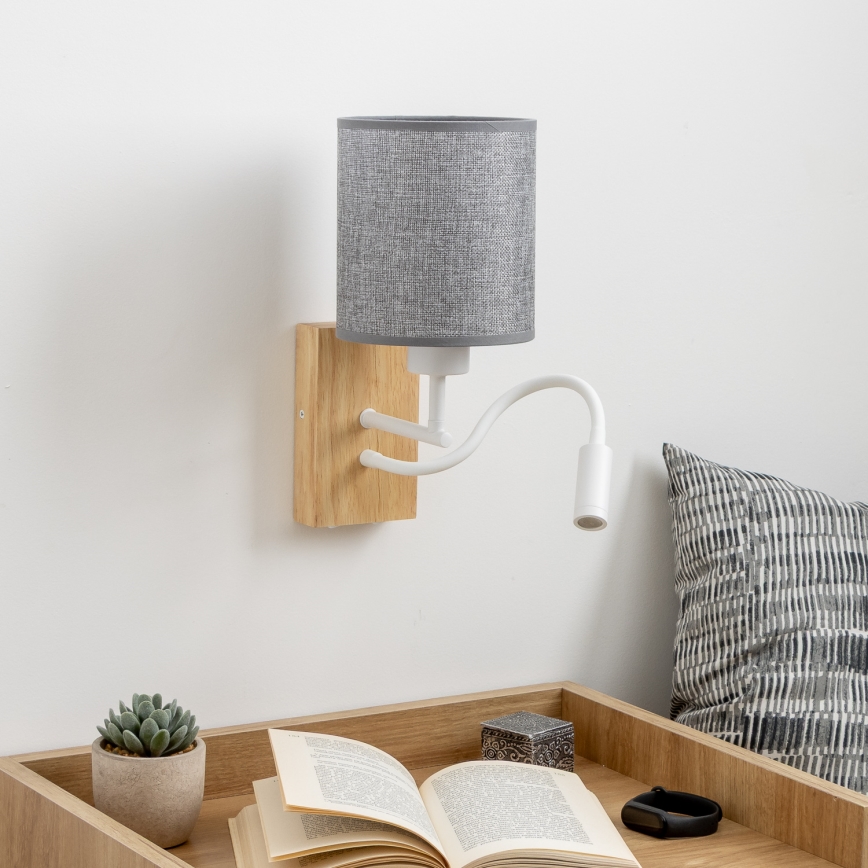 Brilagi - LED Fleksibilna zidna lampa NUBILA WOOD 1xE27/25W/230V + LED/3W hrast/siva