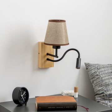 Brilagi - LED Fleksibilna zidna lampa NUBILA WOOD 1xE27/25W/230V + LED/3W hrast/smeđa