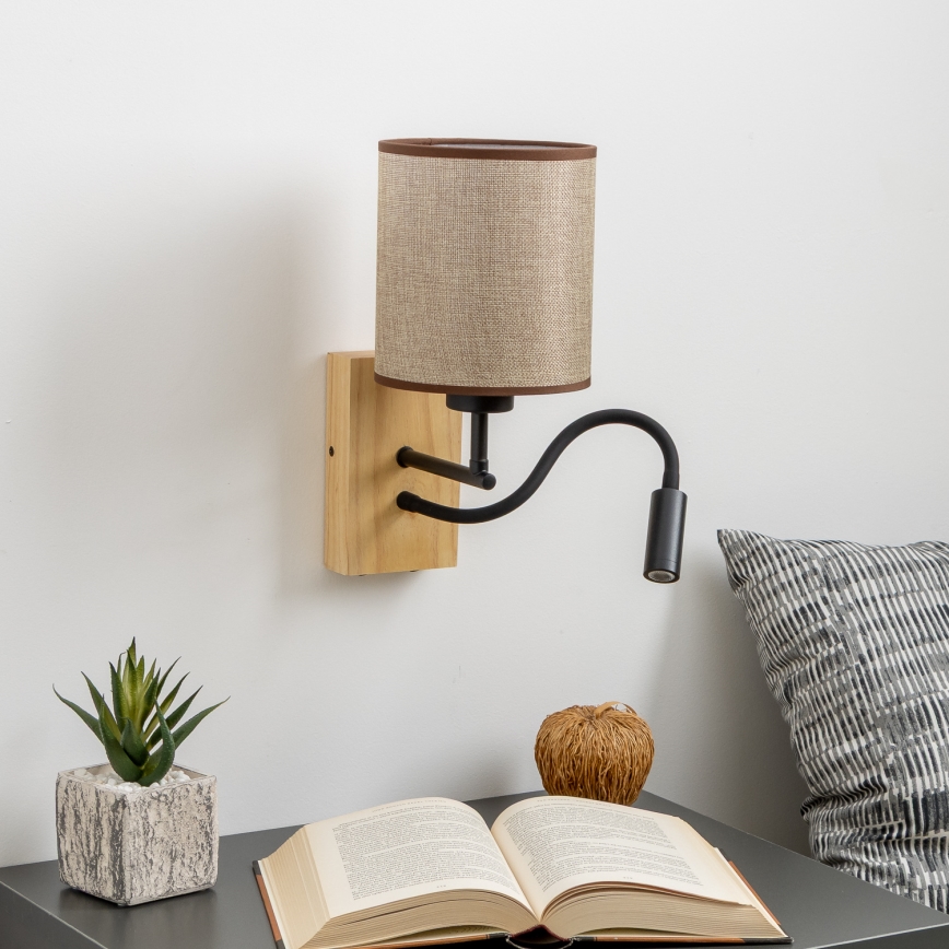 Brilagi - LED Fleksibilna zidna lampa NUBILA WOOD 1xE27/25W/230V + LED/3W hrast/smeđa