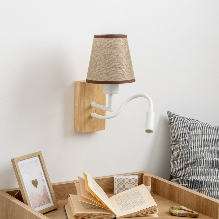 Brilagi - LED Fleksibilna zidna lampa NUBILA WOOD 1xE27/25W/230V + LED/3W hrast/smeđa