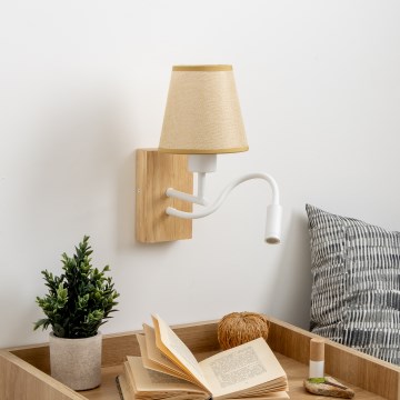 Brilagi - LED Fleksibilna zidna lampa NUBILA WOOD 1xE27/25W/230V + LED/3W hrast/svjetlosmeđa