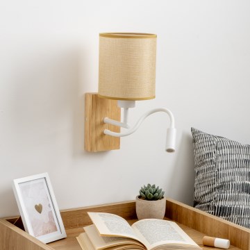 Brilagi - LED Fleksibilna zidna lampa NUBILA WOOD 1xE27/25W/230V + LED/3W hrast/svjetlosmeđa